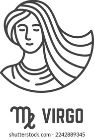 Virgo symbol. Black line horoscope zodiac icon