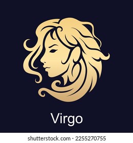 Virgo symbol of zodiac sign in luxury gold style isolated vector element for illustration