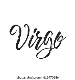 virgo, text design. Vector calligraphy. Typography poster. Usable as background.