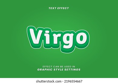 Virgo Text Effect with 3D letters, Green Background