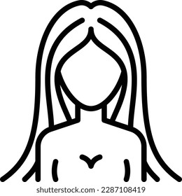 Virgo thin line icon. Girl with long hair. Modern vector illustration of astrological sign for horoscope.
