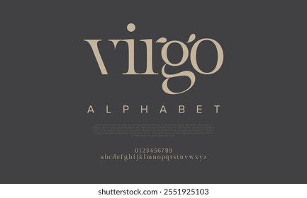 Virgo typography beauty fashion elegant minimalist serif italic fonts decorative wedding vintage retro logos. Minimal luxury font alphabet logo. Vector illustration