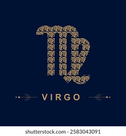 Virgo Unique Zodiac Sign Design on blue background for Astrology Lovers | Custom Horoscope Art