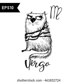 Virgo. Vector funny zodiac cats 