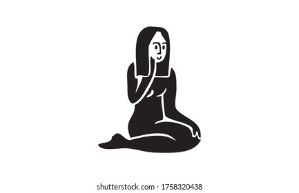 Virgo Virgin icon logo isolated on white background sign symbol vector illustration black style Zodiac sign vintage design 
