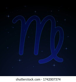 Virgo, the virgin zodiac sign on the starry night sky.