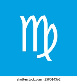 Virgo web white icon isolated on a blue background. Vector symbol