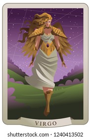 virgo winged zodiac virgin card