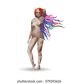Virgo, woman with colorful hair, eps10 vector
