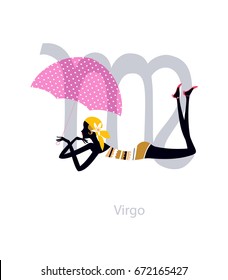 Virgo woman horoscope sign. Vector illustration.