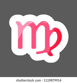 Virgo zodiac colored sticker sign. Astrological symbol. Vector icon virgo. Layers grouped for easy editing illustration.  For your design.