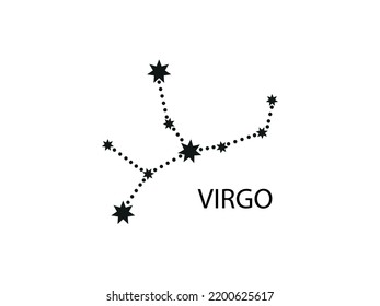Virgo Zodiac Constellation. Sky map. Horoscope Symbol. Vector illustration of Astrological signs for calendar, horoscope
isolated on a background 
