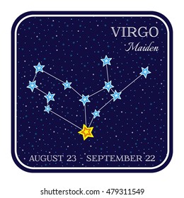 Virgo zodiac constellation in square frame