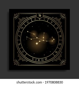 Virgo zodiac constellation symbol with modern, esoteric and boho styles. Fit for paranormal, tarot readers and astrologers