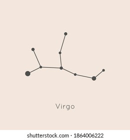 Virgo Zodiac Constellation in Trendy Minimal Linear Style. Vector Horoscope Symbol and Sign.