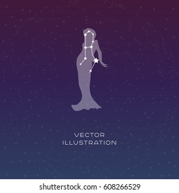 Virgo zodiac constellation vector sign with silhouette