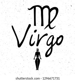Virgo zodiac hand drawing sign for horoscope. Usable for mystic  occult  palmistry and witchcraft alchemy. Vector. 