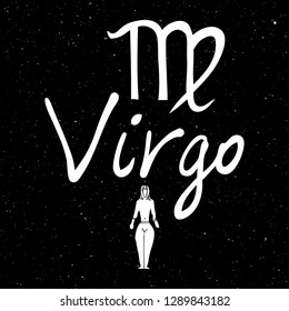 Virgo zodiac horoscope hand drawing sign for mystic  occult  palmistry and witchcraft alchemy. Vector. 