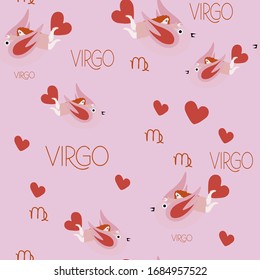 Virgo Zodiac Horoscope Signs Rapport Vector Decoration Fashin Details Print Pattern