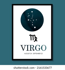 Virgo Zodiac. Virgo Zodiac Icon. Virgo constellation astrology vector illustration. Astrology Illustration
