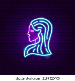 Virgo Zodiac Neon. Vector Illustration of Horoscope Promotion.