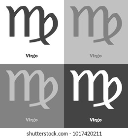 Virgo zodiac set sign. Astrological symbol. Vector icon  on white-grey-black color 