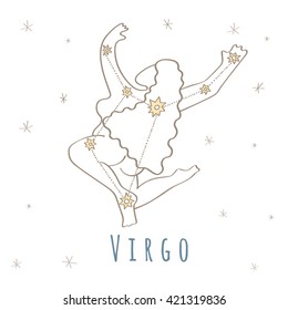 virgo - Zodiac sign 12. constellation with pattern stars simple simbol