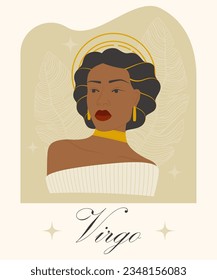 Virgo zodiac sign afro woman cartoon vector illustration