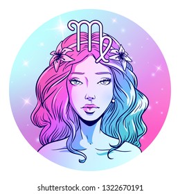 Virgo Zodiac Sign Artwork Beautiful Girl Stock Vector (Royalty Free ...