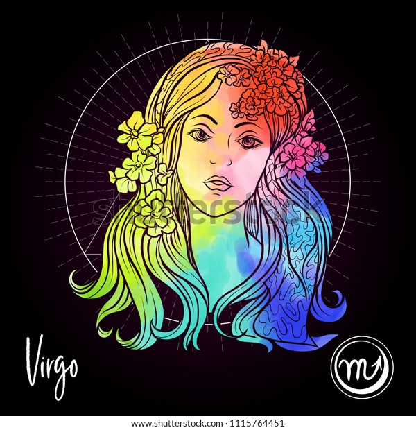 Virgo Zodiac Sign Astrological Horoscope Collection Stock Vector ...