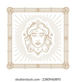 Virgo zodiac sign and astrology symbol, element. Modern outline vector illustration. White background