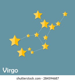 Virgo Zodiac Sign of the Beautiful Bright Stars Vector Illustration EPS10