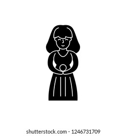 Virgo zodiac sign black icon, vector sign on isolated background. Virgo zodiac sign concept symbol, illustration 