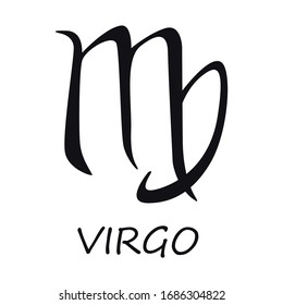 Virgo Zodiac Sign Black Vector Illustration. Celestial Esoteric Silhouette Earth Symbol. Astrological Constellation. Horoscope Monthly Prediction Calendar Element. Isolated Glyph Icon