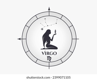 virgo zodiac sign and constellation. astrology and horoscope symbol. isolated vector image