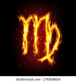Virgo zodiac sign in fire. People virgo zodiac vector illustration
