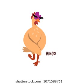 Virgo zodiac sign, funny chick character, horoscope element vector Illustration on a white background