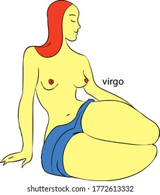 Virgo zodiac sign. Girl vector illustration. Astrology zodiac profile. Astrological sign as a beautiful women. Future telling, horoscope, alchemy, spirituality, occultism, fashion