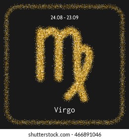 Virgo. Zodiac sign of gold glitter. Symbol for horoscopes