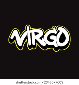 Virgo zodiac sign in graffiti vector illustration design art font 