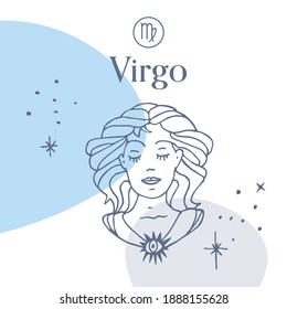 Virgo Zodiac Sign Horoscope Collage of Illustrations and Vector Shapes 