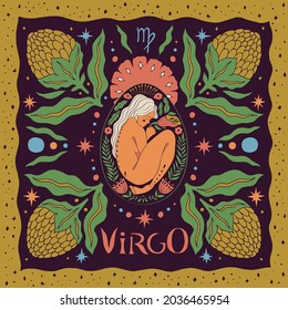 Virgo zodiac sign. Horoscope. Illustration for souvenirs and social networks