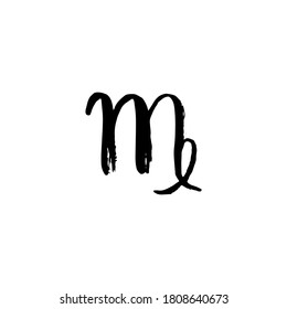 Virgo zodiac sign icon. Brush isolated symbol, horoscope drawing. Astrology sticker design. Vector eps 10. 