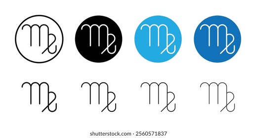 Virgo zodiac sign icon Flat outline fill set collection