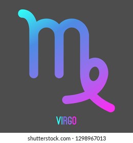 Virgo zodiac sign icon with liquid,fluid pink turquoise on dark background. Star signs for astrology horoscope. stylized symbols. Vector illustration.