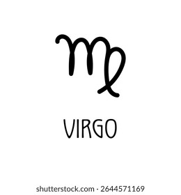 Virgo zodiac sign icon, minimalist black astrology symbol