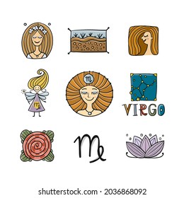 Virgo Zodiac Sign. Icons set for your design