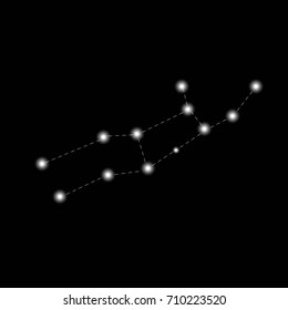 Virgo Zodiac Sign isolated on dark background. Vector Illustration
