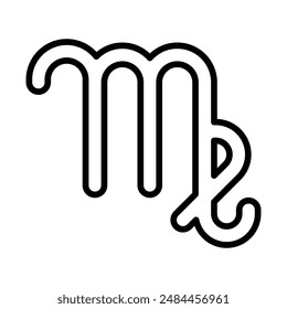 Virgo zodiac sign linear logo mark in black and white