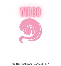 Virgo Zodiac Sign - Pink Neon Illustration